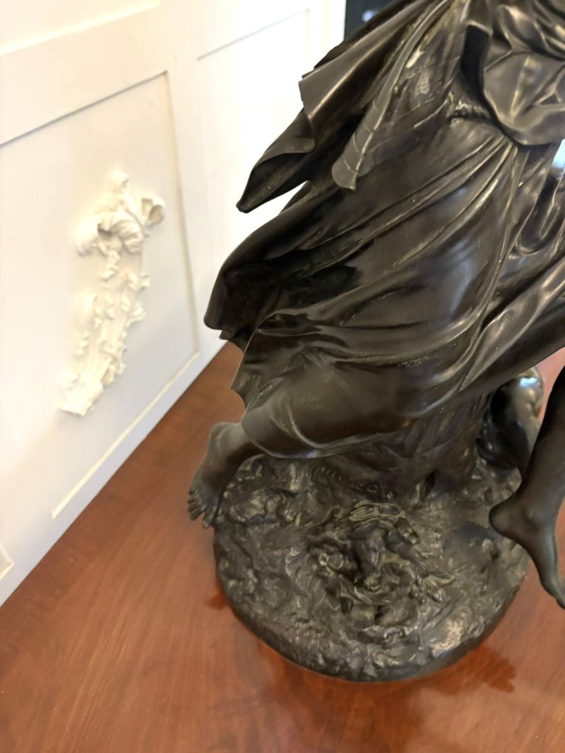 Superb Antique 19th Century Bronze Sculpture by Renowned French Sculptor Auguste Moreau “L’amour Maternel” (Motherly Love)